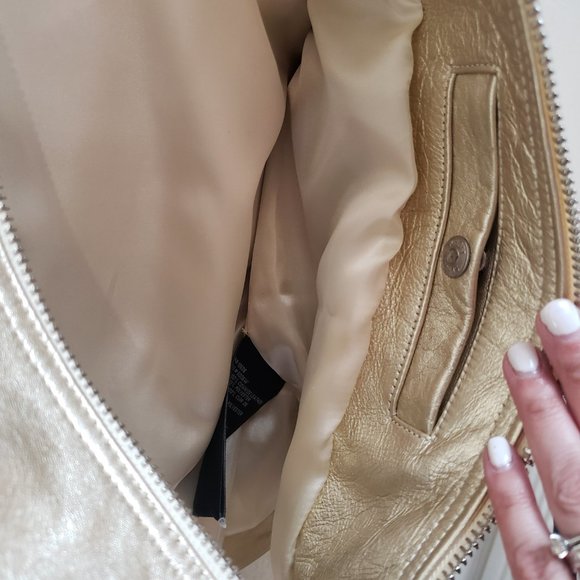 Schott NYC *NEW* Metallic Lightweight Cowhide Gold Leather Jacket - Picture 12 of 14